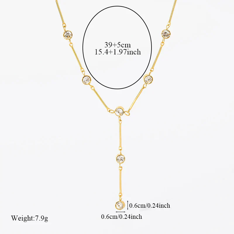 EILIECK 316L Stainless Steel Geometric Colorful Crystal Zirconia Pendant Necklace For Women Fashion Neck Chain Jewelry Gift