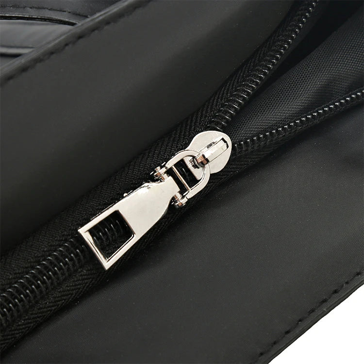 Stylish Nylon Shopper with Zipper and Interior Pockets