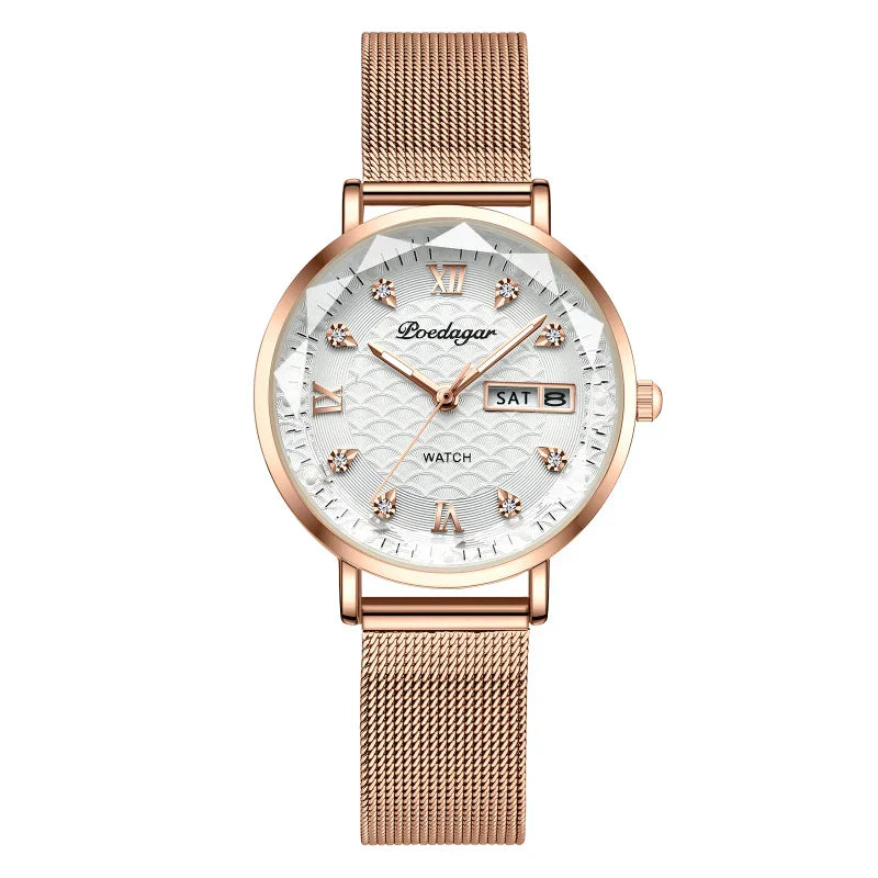 Moderne Damen Armbanduhr Edelstahl Analog Quarz wasserbeständig