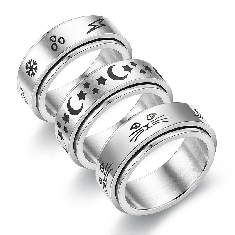 Anti-Stress Fidget Ring aus Edelstahl – Drehbarer Anxiety Spinner Ring