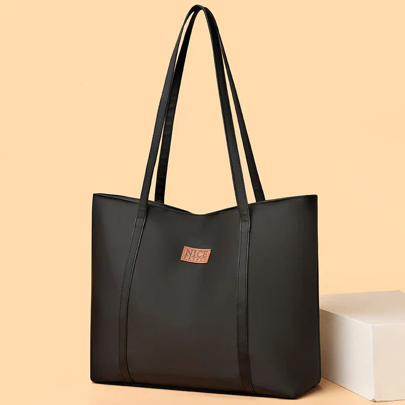 Stylish Nylon Shopper with Zipper and Interior Pockets