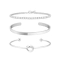 3pcs Stainless Steel Gold Plated Bracelets Adjustable Jewelry Gifts Luxury Zircon Chain Bangles Jewelry Accessories – Necklace