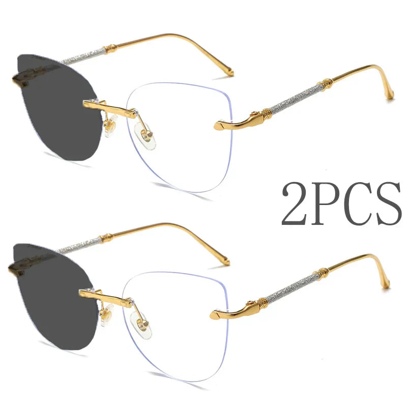 Elegant Cat-Eye Metal UV400 Sunglasses