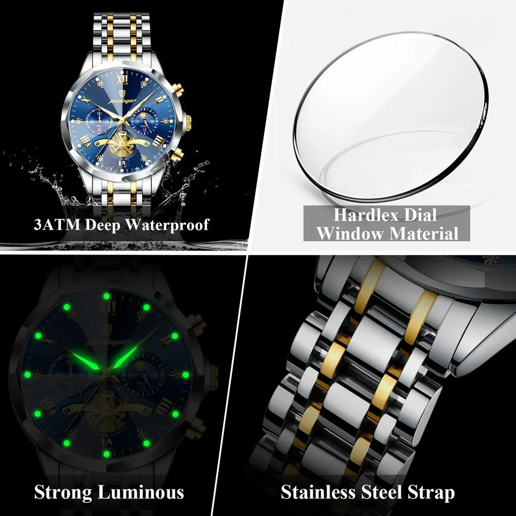 POEDAGAR Luxury Men's Watch Top Original