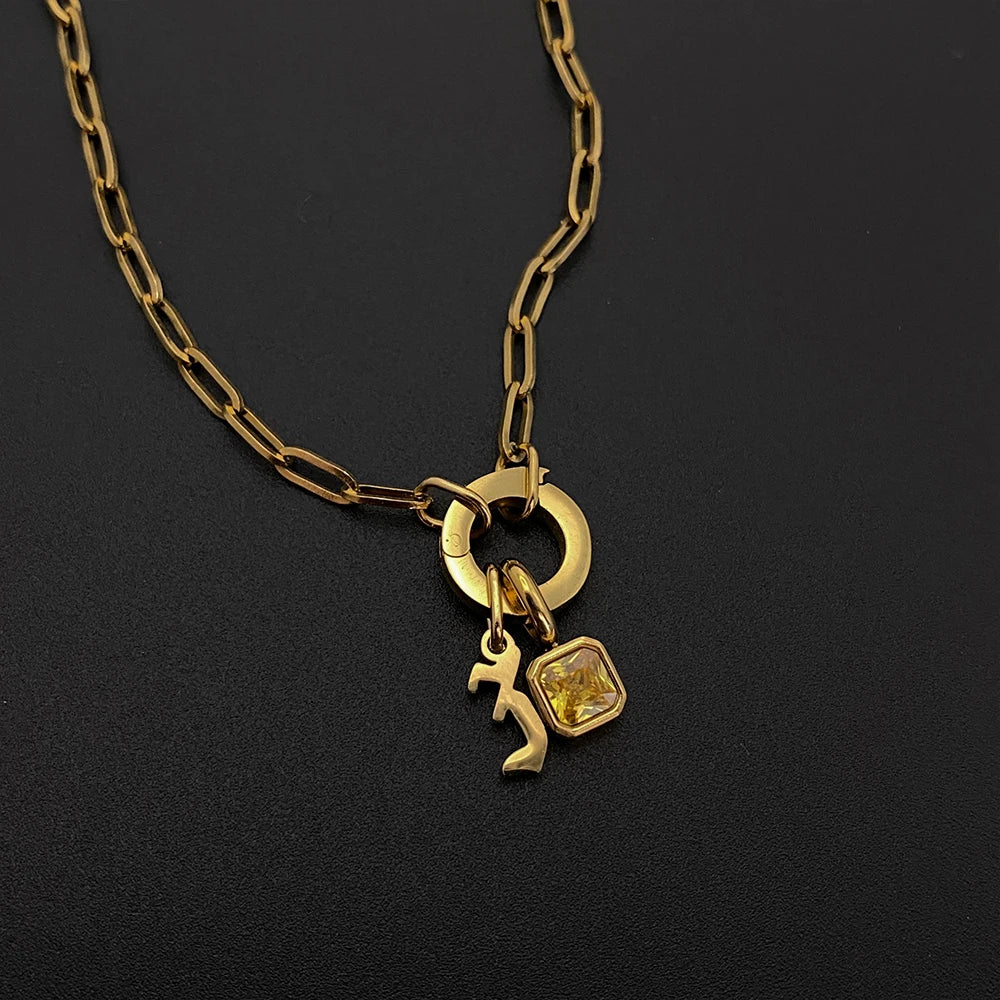 Amber necklace · Stainless steel