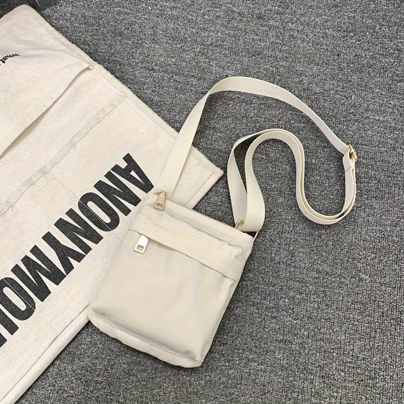 Practical Nylon Crossbody Bag with Zipper Mini
