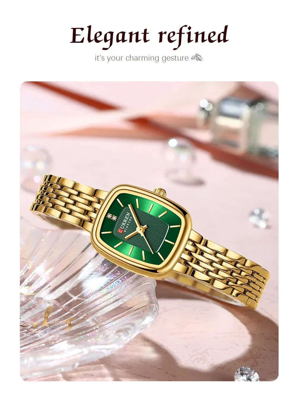Edle Damen Armbanduhr Edelstahl Analog Quarz wasserbeständig