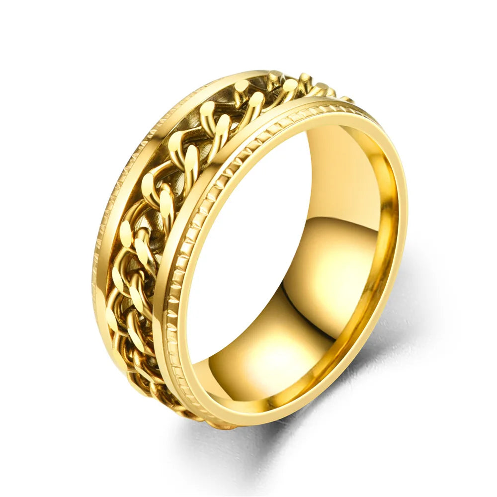 Titanium Steel Rotatable Chain Rings for Women Men Spinner Ring Multifunctional Chain Ring Men Bottle Opener Ring Jewelry Gifts