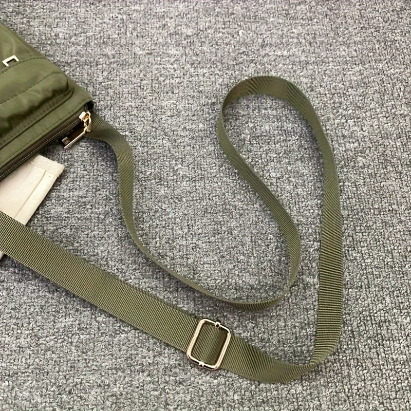 Practical Nylon Crossbody Bag with Zipper Mini