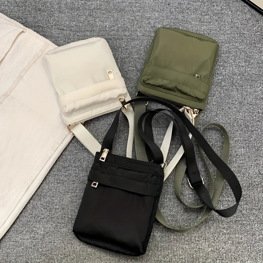 Practical Nylon Crossbody Bag with Zipper Mini