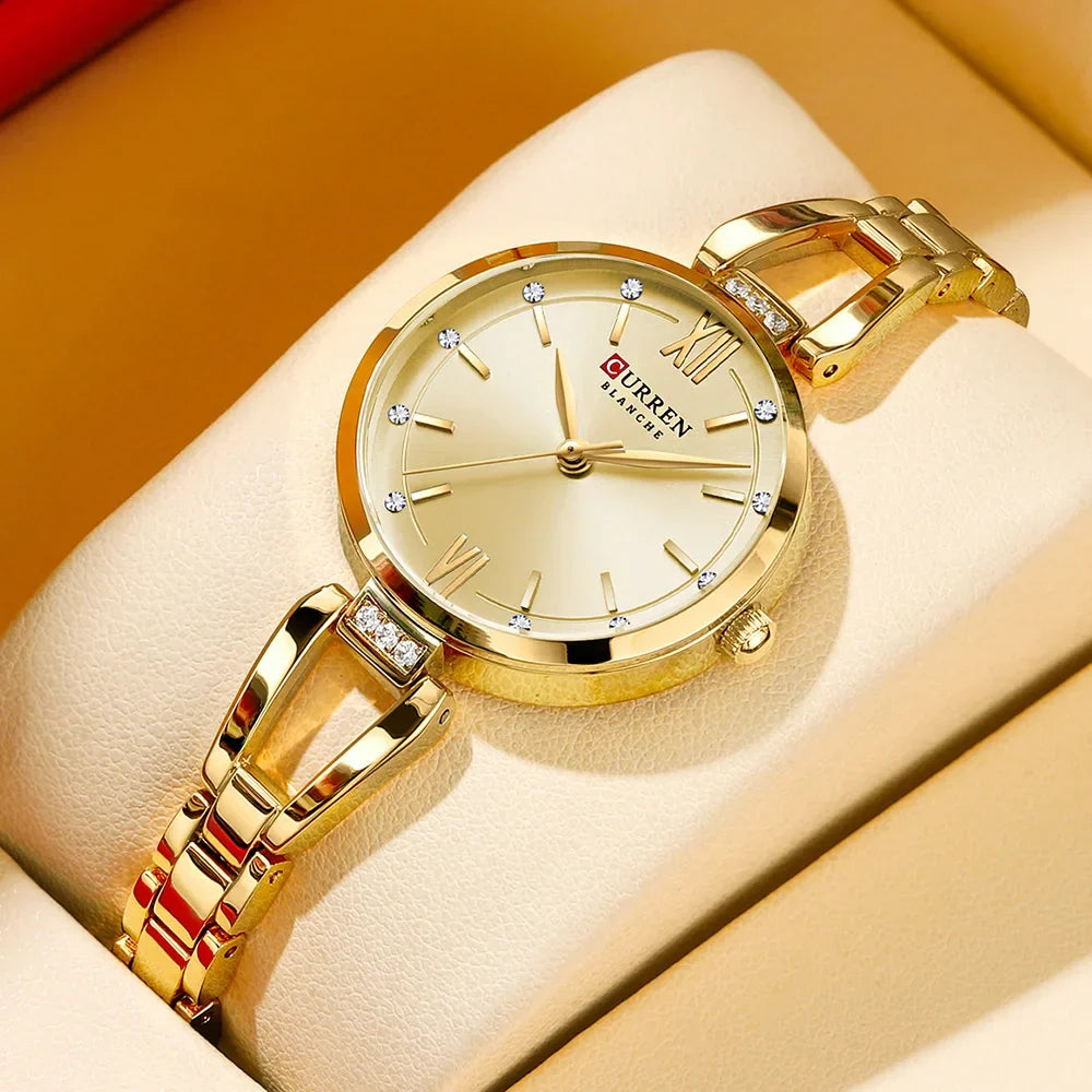Edle Damen Armbanduhr Edelstahl Analog Quarz
