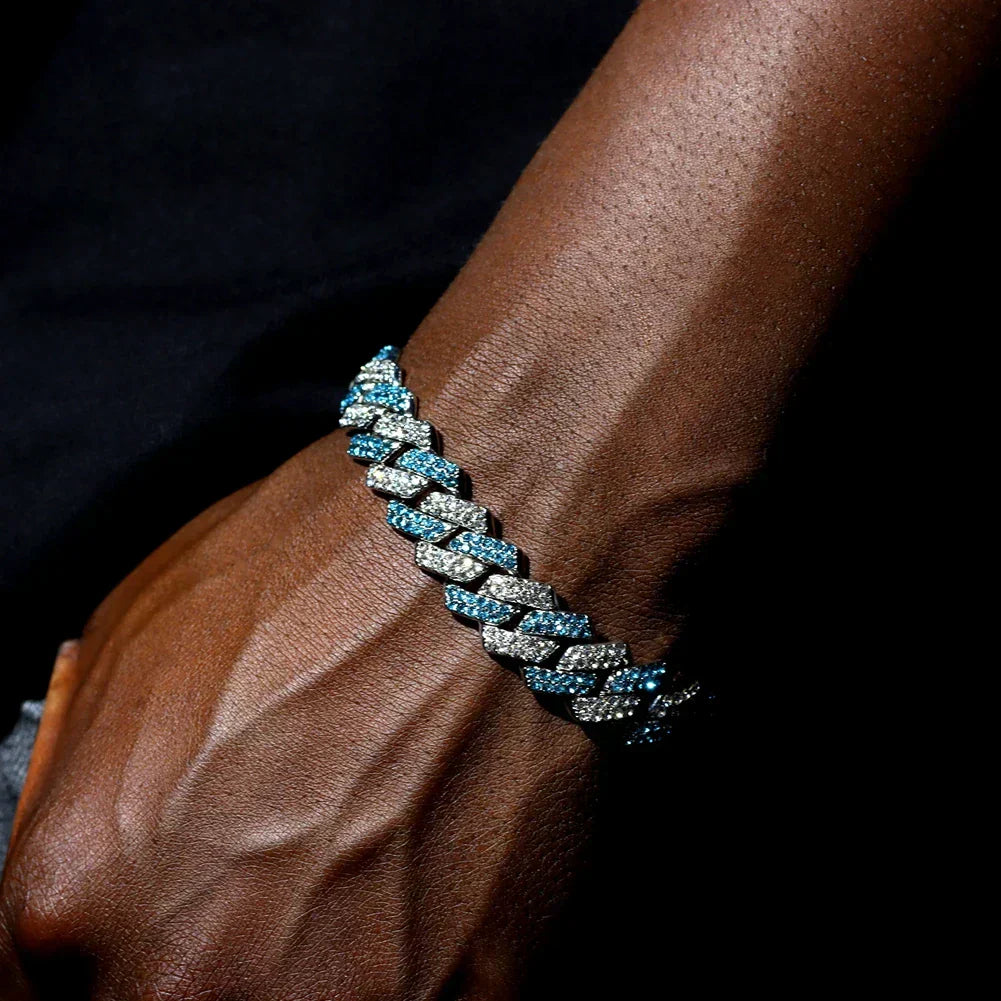14MM Iced Prong Link Cuban Chain Bracelets Full Rhinestones Chunky Miami Cuban Bracelet Punk Hip Hop Jewelry Gift – Halskette