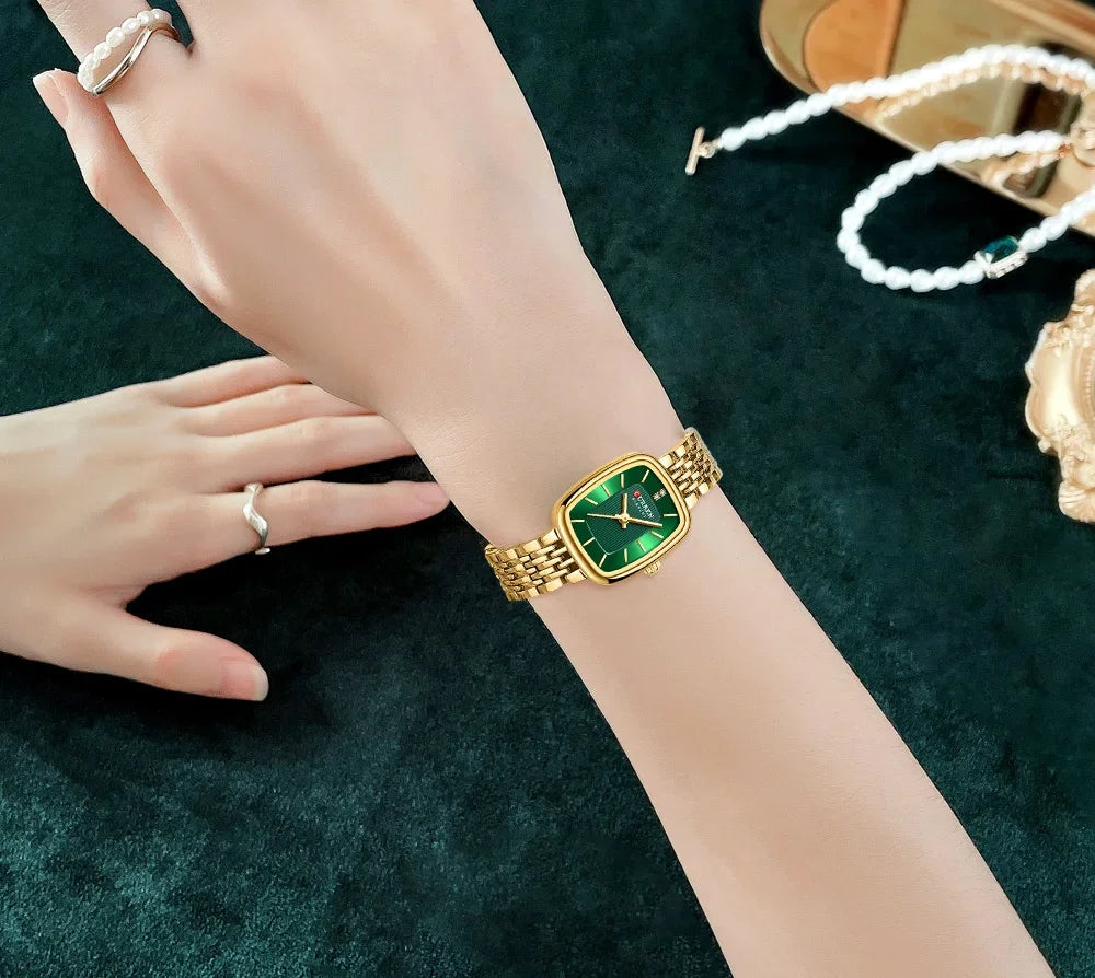 Edle Damen Armbanduhr Edelstahl Analog Quarz wasserbeständig