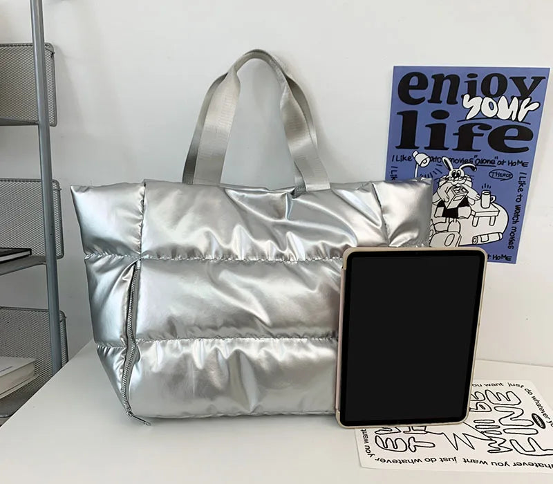 Kompakte Shopper Nylon mit Reißverschluss mit Innenfächern