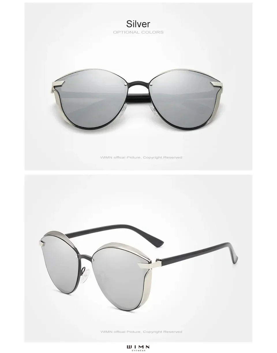 Minimalistische Sonnenbrille Cat-Eye PC polarisiert UV400 Spiegelglas