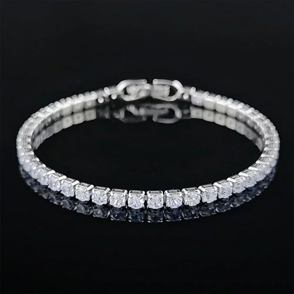 2024 Luxury Silver Color on Hand 4MM 17CM Princess Bracelet Bangle Anniversary Gift Jewelry Wholesale S5650 – Armband