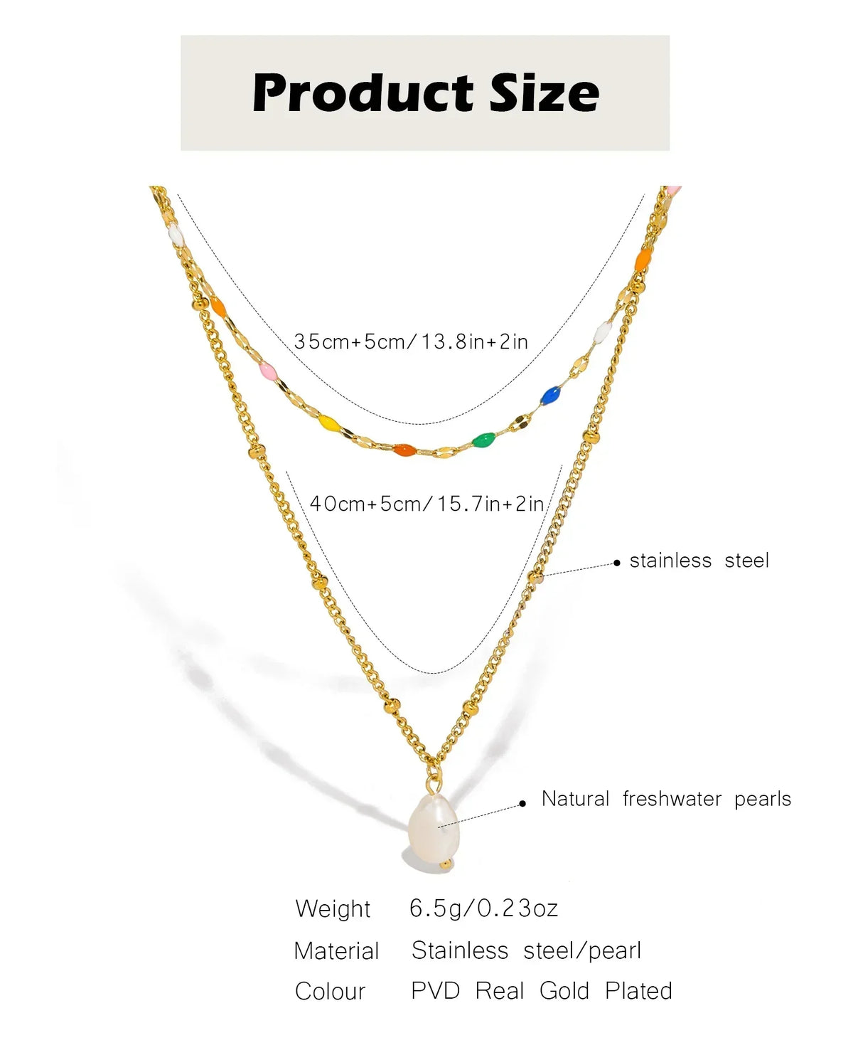 UHBINYCA Double-layer Layered Necklace for Women, Stainless Steel Chain Pearl Charm Pendant Necklace for Daily Jewelry