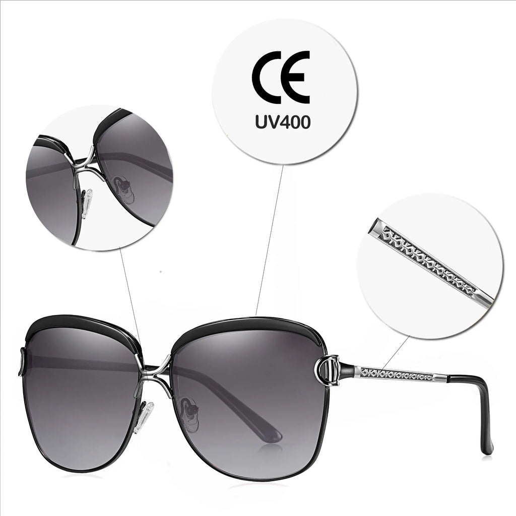 Modern Round Polarized Sunglasses UV400 Mirrored Gradient Lenses