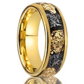 Tungsten Herrenring mit Meteorit & Goldblatt