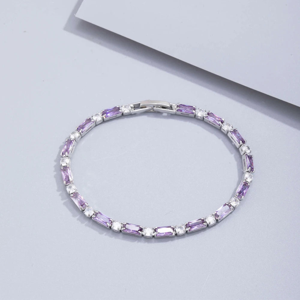Damen Zirkonia Armband Lila – Elegantes Kristall Tennisarmband Geschenk