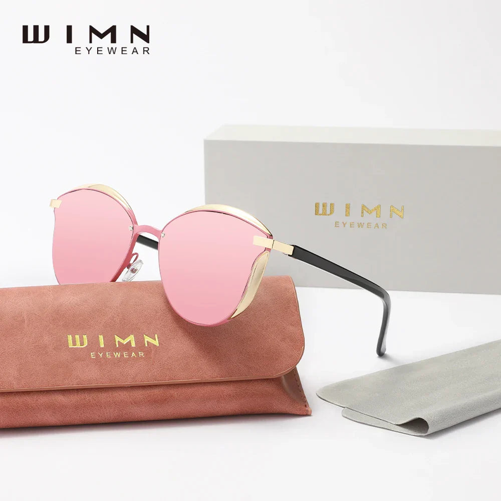 Minimalistische Sonnenbrille Cat-Eye PC polarisiert UV400 Spiegelglas