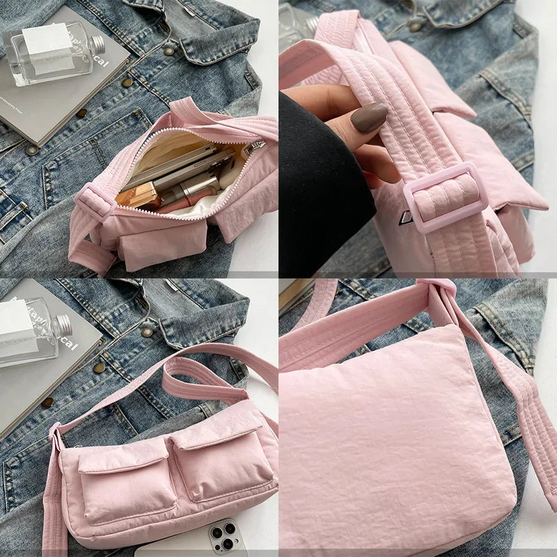 Modern Nylon Crossbody Bag with Zipper