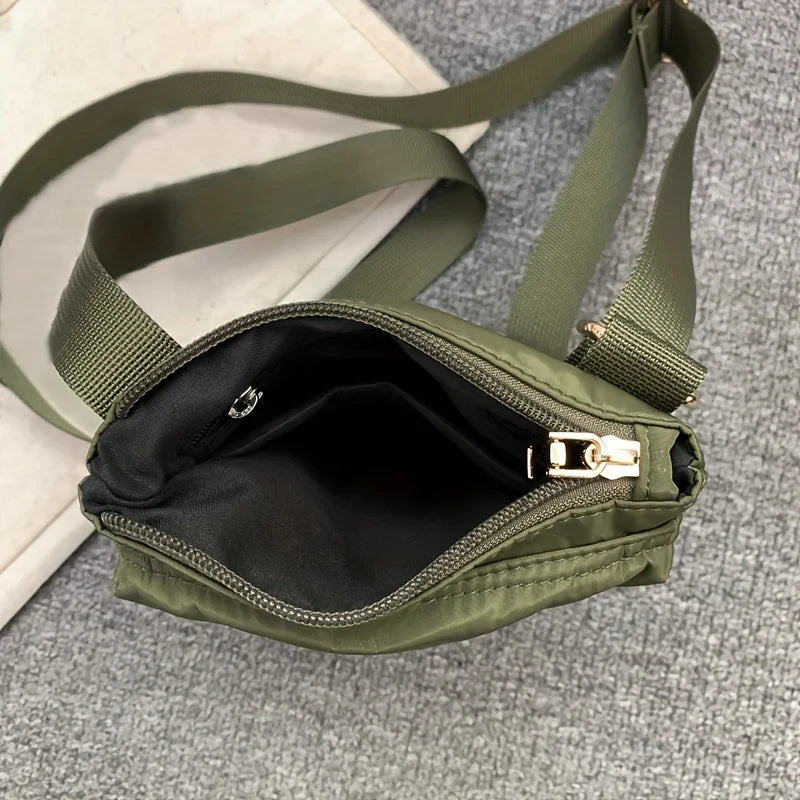 Practical Nylon Crossbody Bag with Zipper Mini