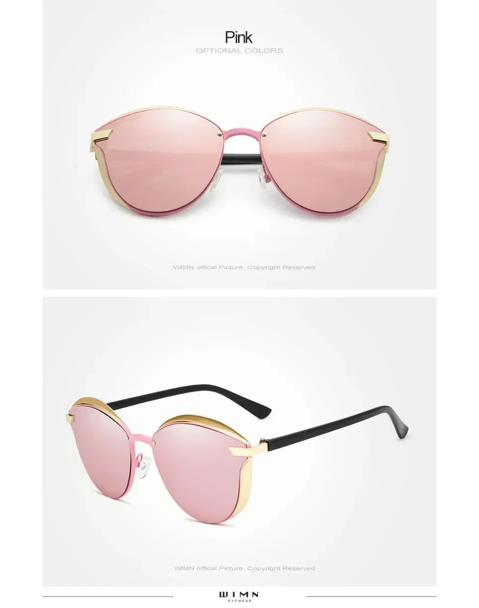 Minimalistische Sonnenbrille Cat-Eye PC polarisiert UV400 Spiegelglas