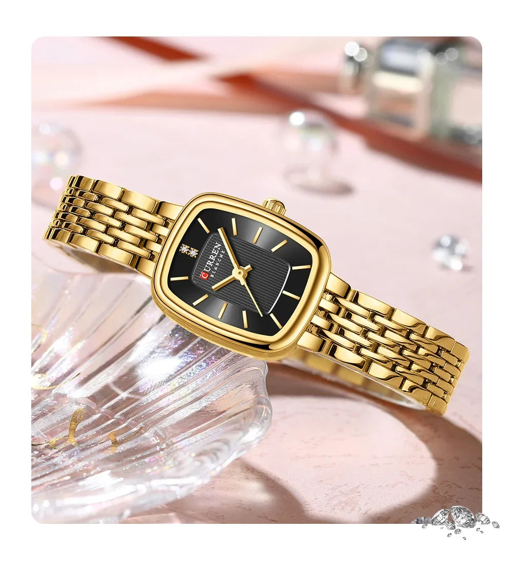Edle Damen Armbanduhr Edelstahl Analog Quarz wasserbeständig