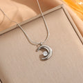 UHBINYCA Personality Geometric Moon Sparkling Zirconia Necklace Trendy Crescent Pendant Jewelry Women Vacation Choker Gifts