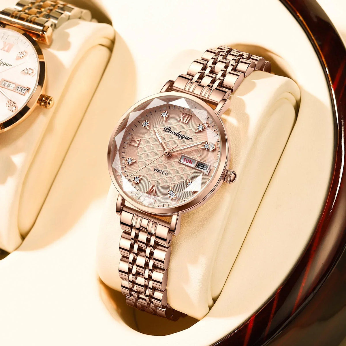 Klassische Damen Armbanduhr Edelstahl Analog Quarz wasserbeständig