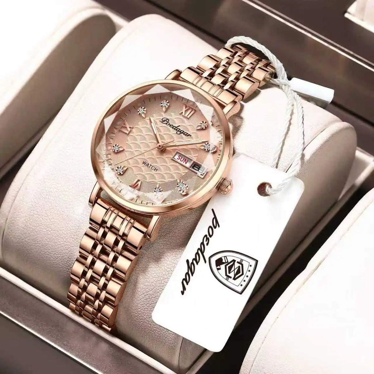 Klassische Damen Armbanduhr Edelstahl Analog Quarz wasserbeständig