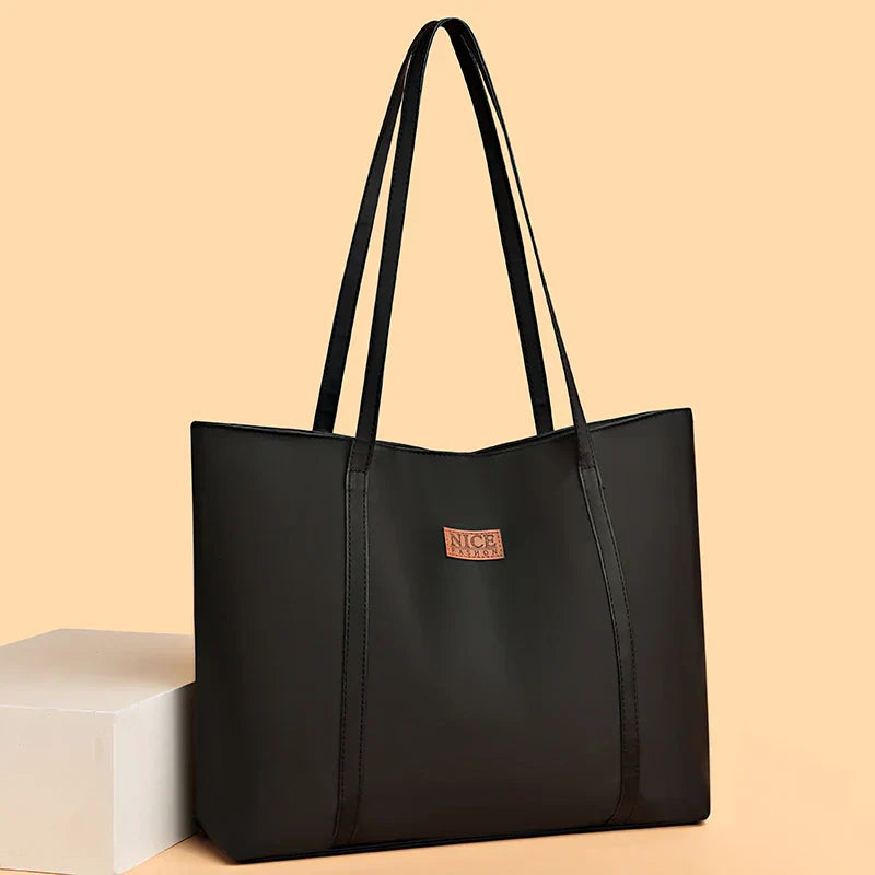 Stylish Nylon Shopper with Zipper and Interior Pockets