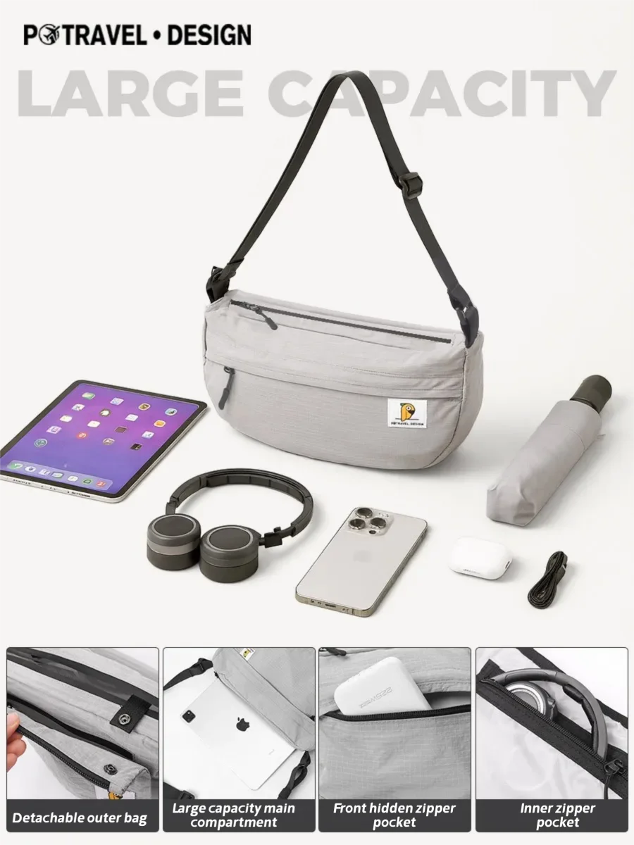 Trendy Nylon Crossbody Bag with Zipper with