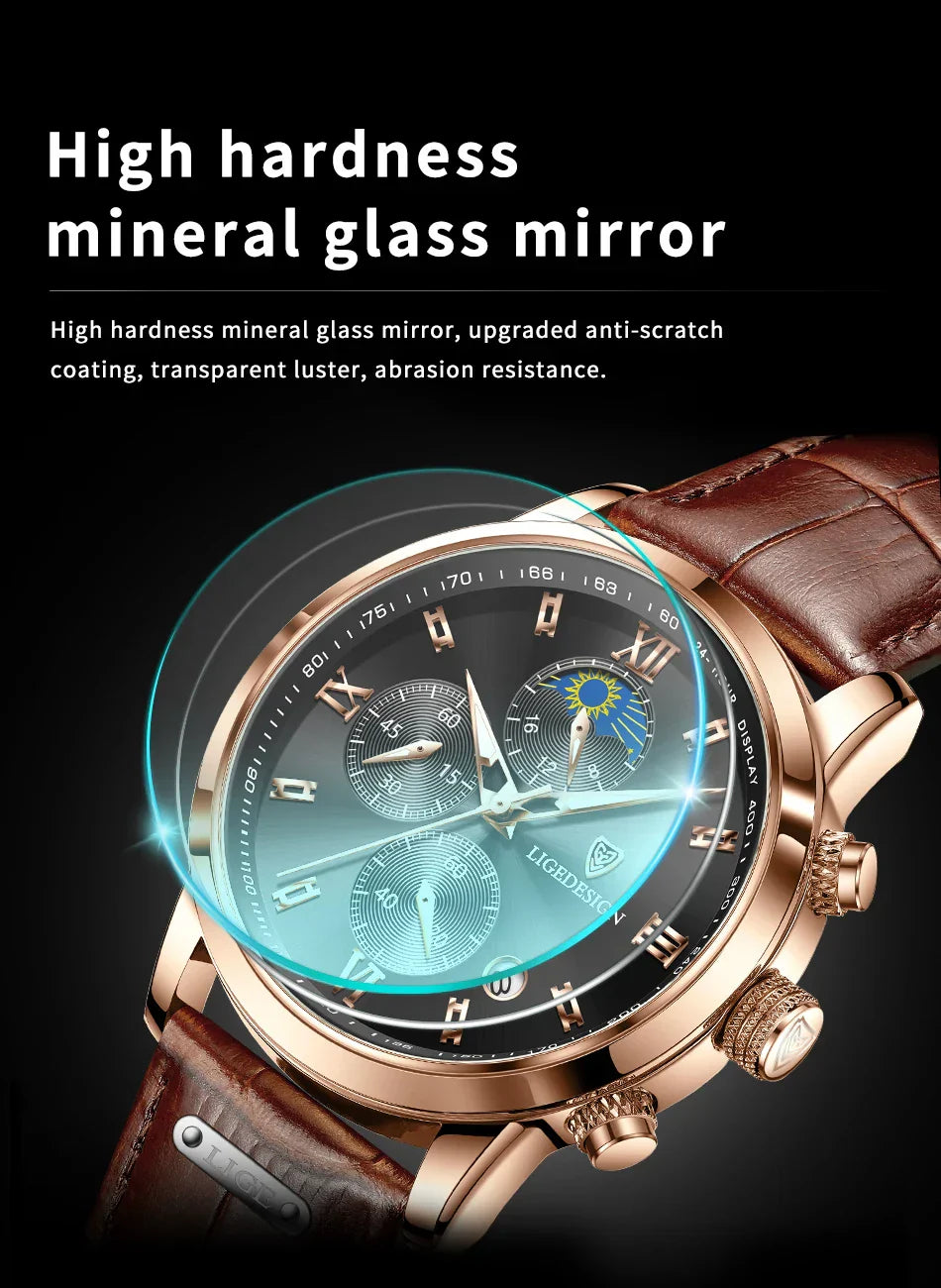Edle Damen Armbanduhr Lederarmband Analog Quarz wasserbeständig