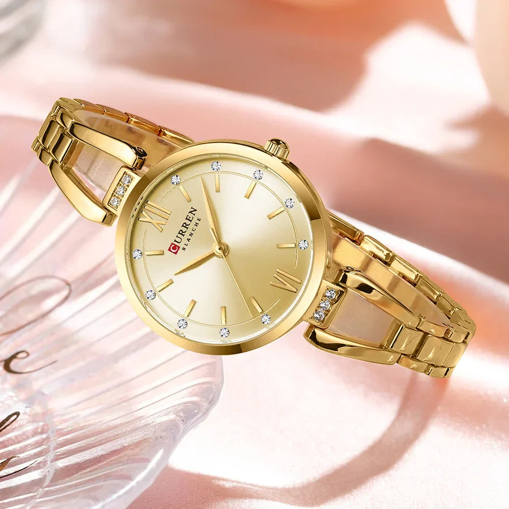 Edle Damen Armbanduhr Edelstahl Analog Quarz