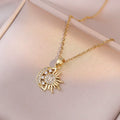 Sun Necklace, Woman Jewelry ,Fashion Wedding Party Accessories Gold Plated, Opal Sun Pendant ,Rapunzel Choker, Gift