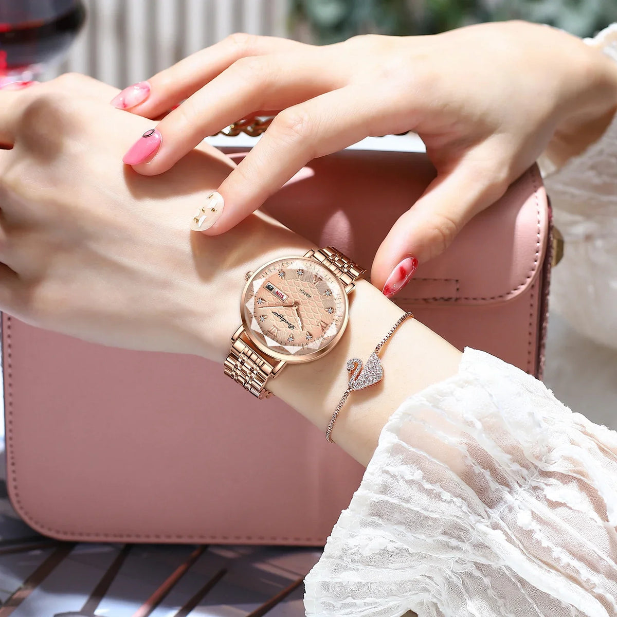Klassische Damen Armbanduhr Edelstahl Analog Quarz wasserbeständig