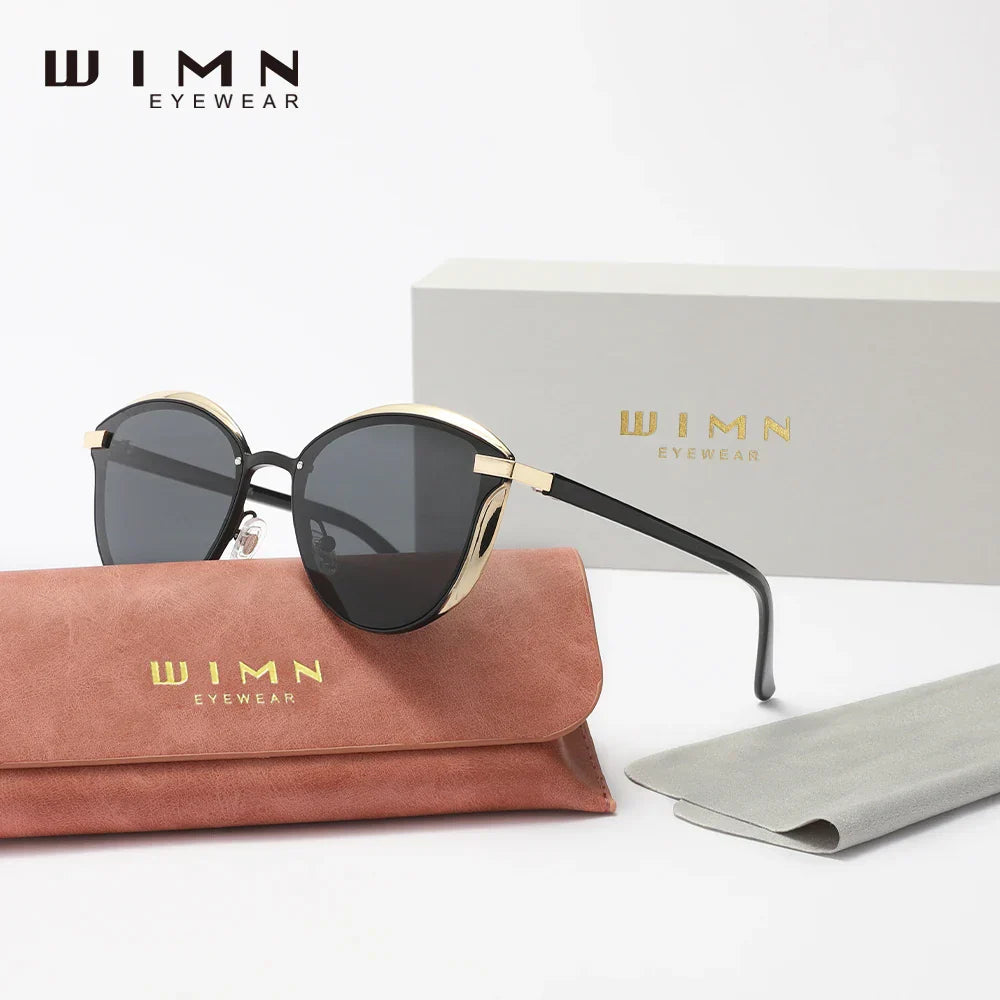 Minimalistische Sonnenbrille Cat-Eye PC polarisiert UV400 Spiegelglas