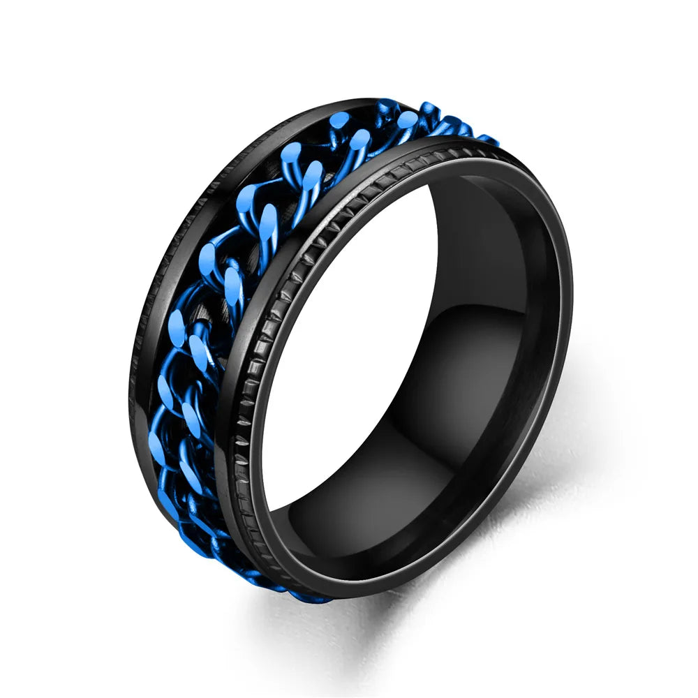 Titanium Steel Rotatable Chain Rings for Women Men Spinner Ring Multifunctional Chain Ring Men Bottle Opener Ring Jewelry Gifts