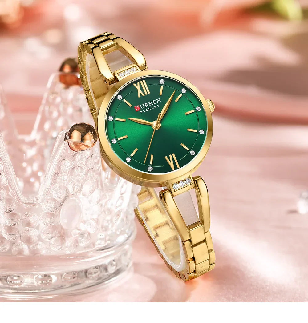 Edle Damen Armbanduhr Edelstahl Analog Quarz