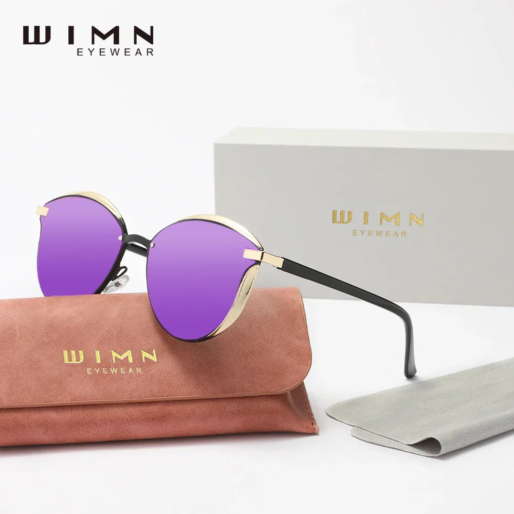 Minimalistische Sonnenbrille Cat-Eye PC polarisiert UV400 Spiegelglas