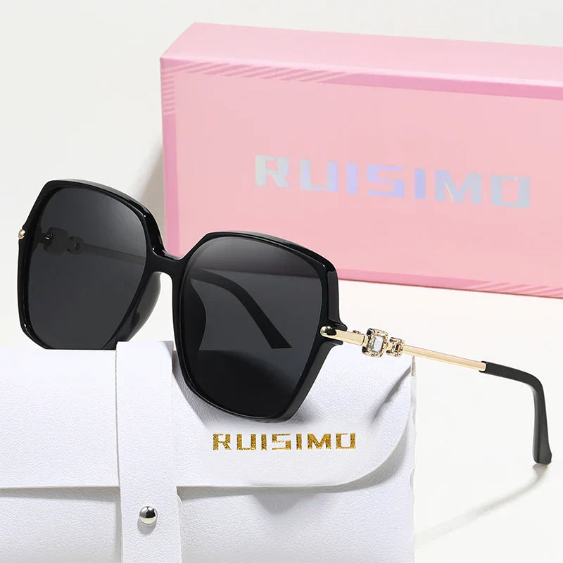Edle Sonnenbrille Eckig Metall polarisiert UV400 Verlaufsglas