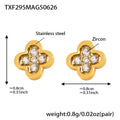 Liora Exquisite Luck Clover Zircon Stainless Steel Drop Pendant Chain Necklaces Stud Earrings Charm Wedding Jewelry