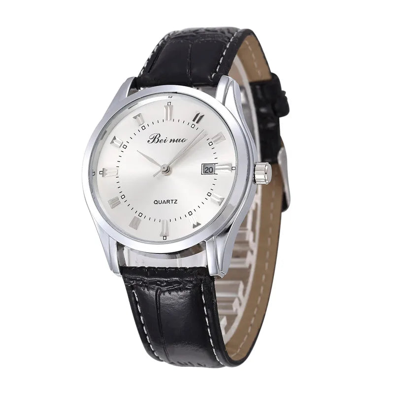 Herren Business Quarzuhr – Elegante Lederarmbanduhr, stoßfest & wasserdicht