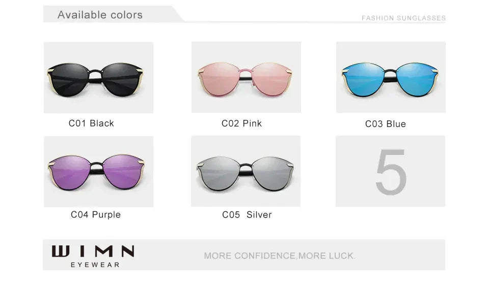 Minimalistische Sonnenbrille Cat-Eye PC polarisiert UV400 Spiegelglas