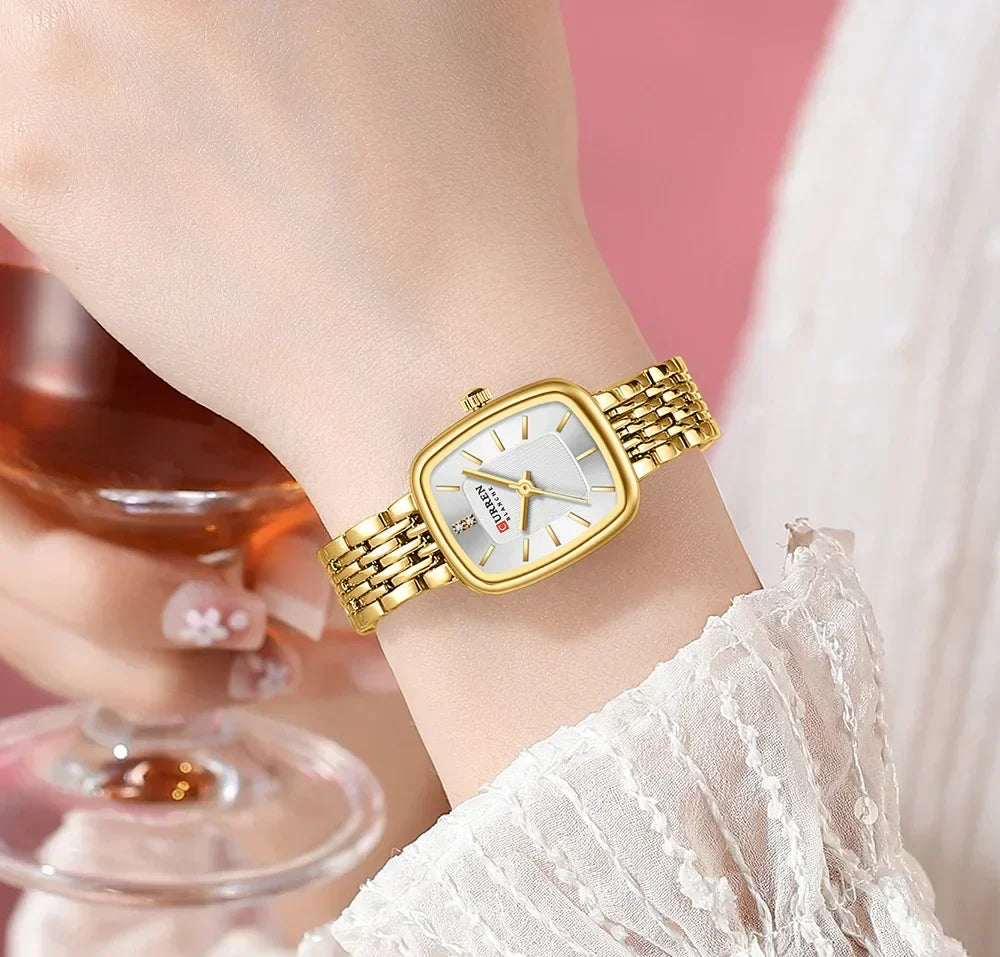 Edle Damen Armbanduhr Edelstahl Analog Quarz wasserbeständig