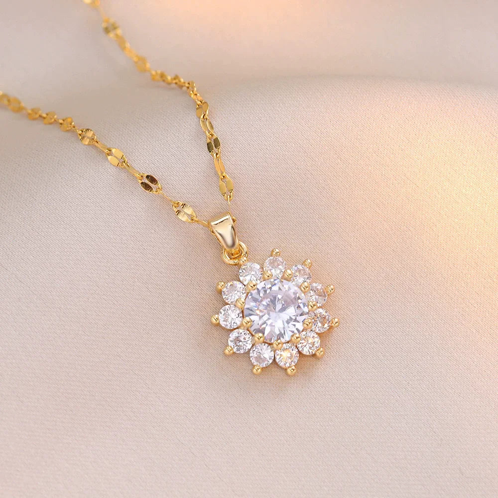 Sun Necklace, Woman Jewelry ,Fashion Wedding Party Accessories Gold Plated, Opal Sun Pendant ,Rapunzel Choker, Gift