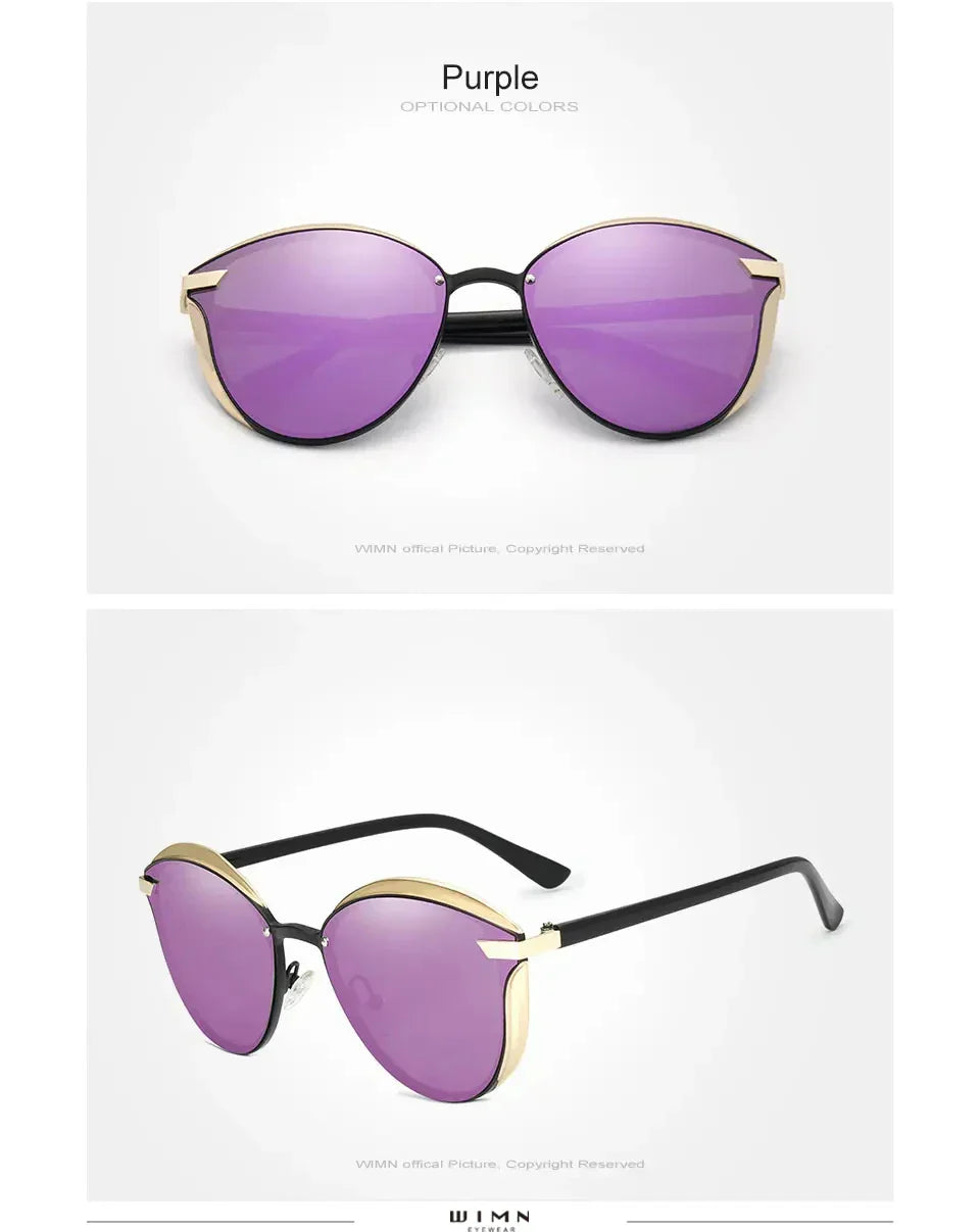 Minimalistische Sonnenbrille Cat-Eye PC polarisiert UV400 Spiegelglas