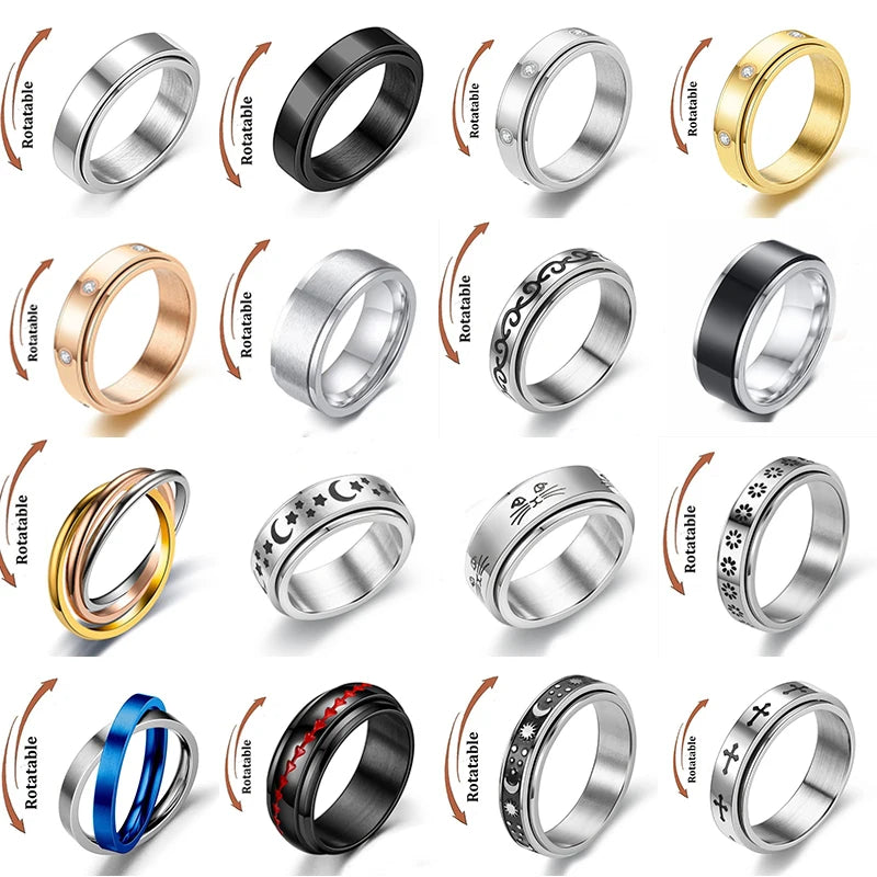 Anti-Stress Fidget Ring aus Edelstahl – Drehbarer Anxiety Spinner Ring